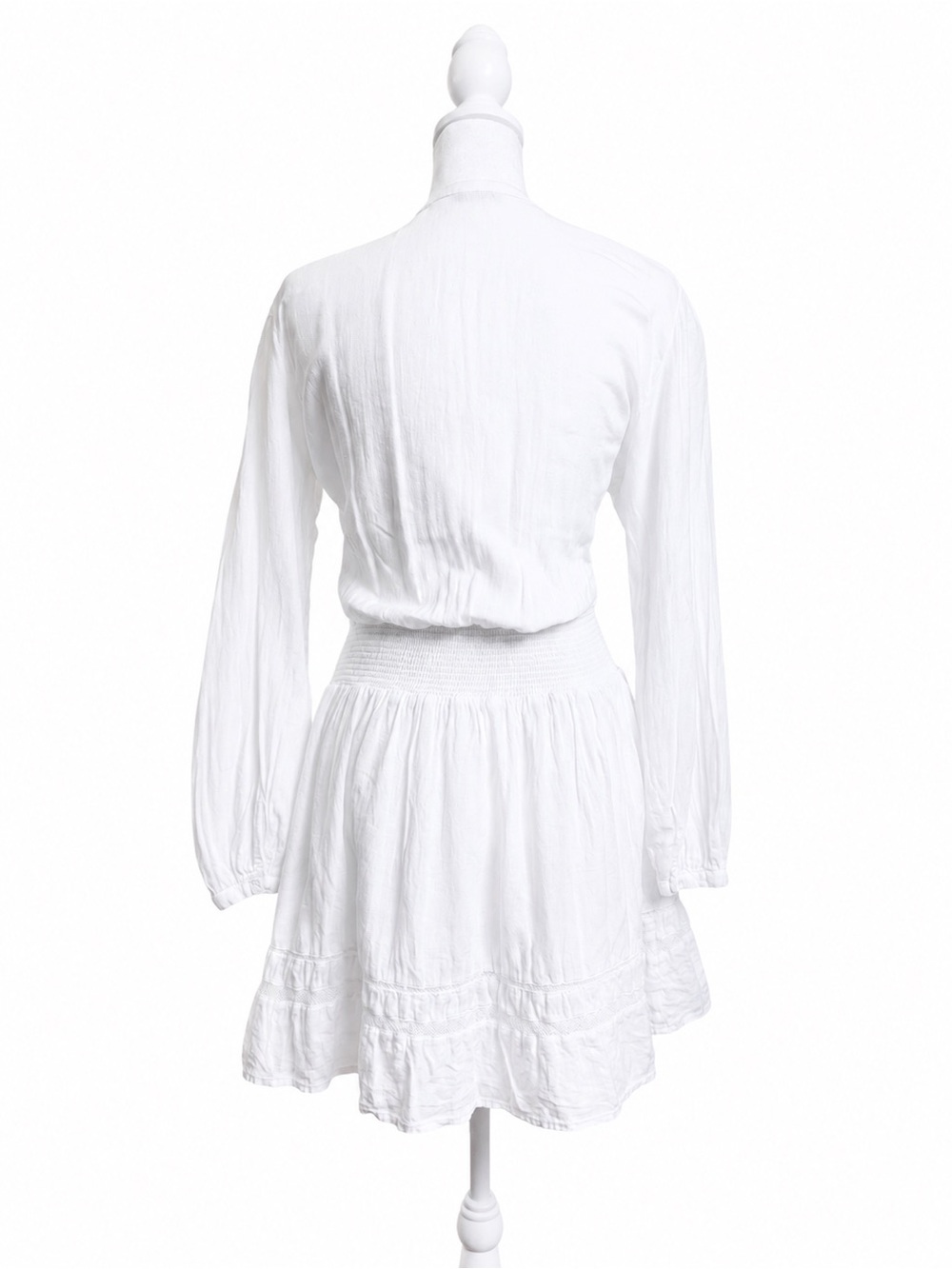 Rails Jasmine White Linen Blend Smocked Waist Mini Dress S - Picture 3 of 10